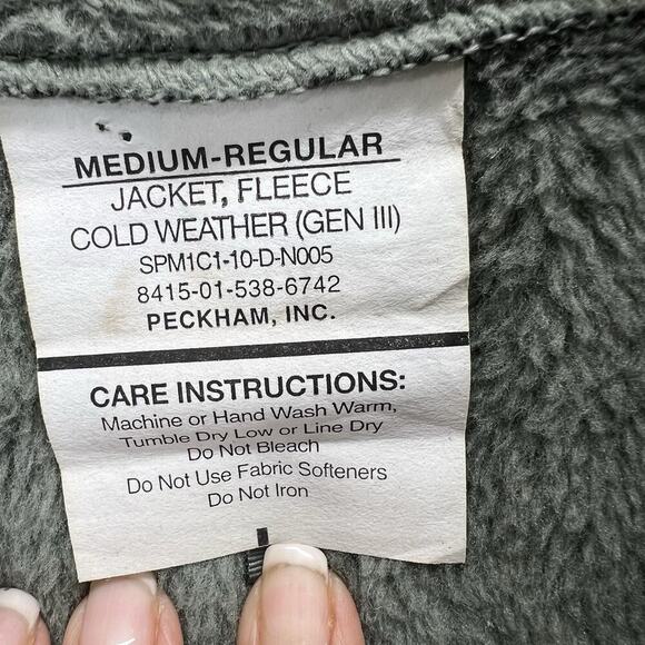 US Military Gen III Polartec 100 Cold Weather Fleece Jacket Green Medium Reg - Picture 6 of 12